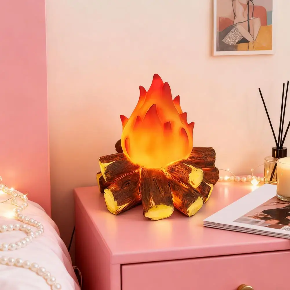 Simulated Flame Lamp Portable Flickering Flame Led Light Adjustable Brightness Fake Campfire Night Lamp 3d Electric Fireplace