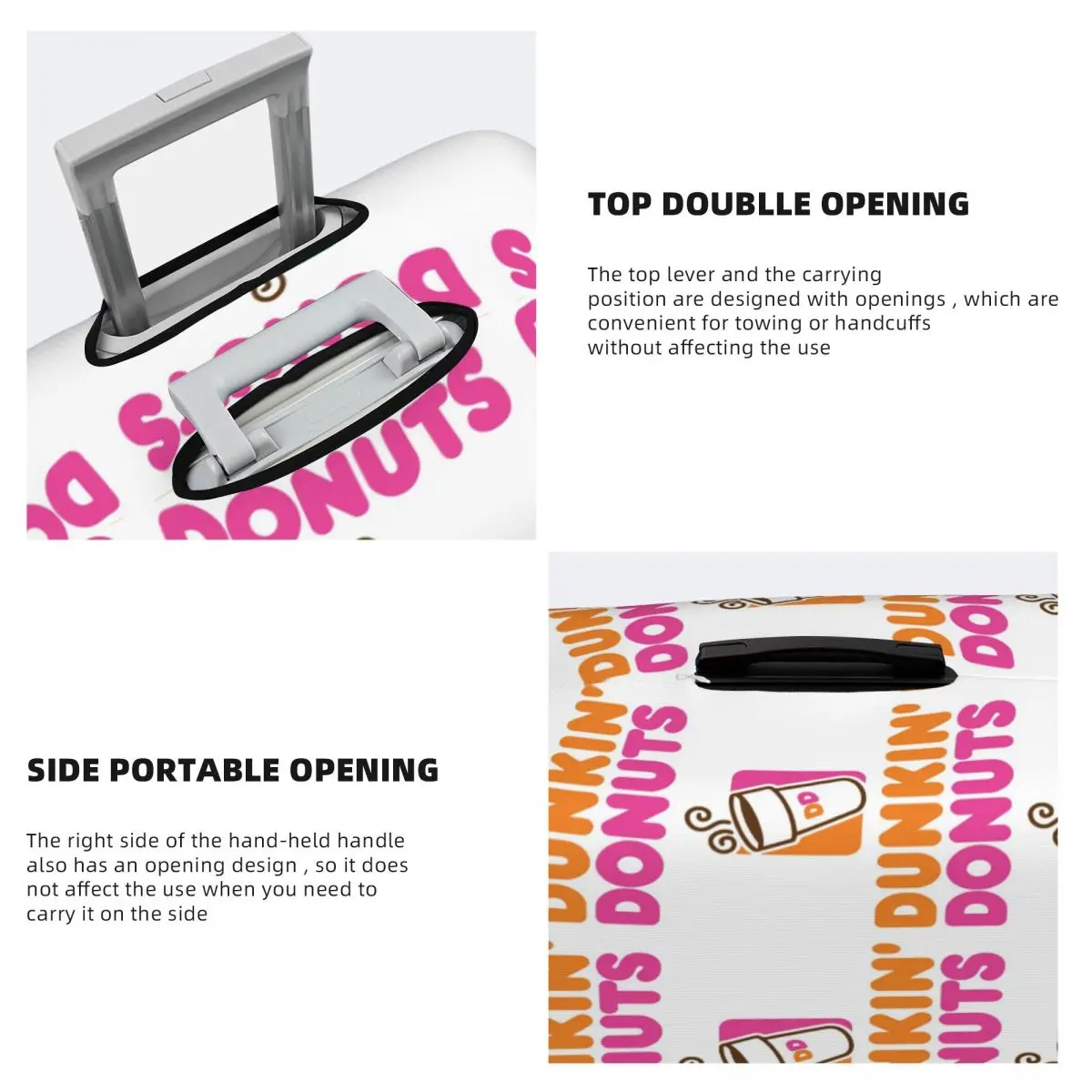 غطاء حقيبة Dunkin Donuts لحماية أمتعة السفر المرنة مقاس 18-32 بوصة