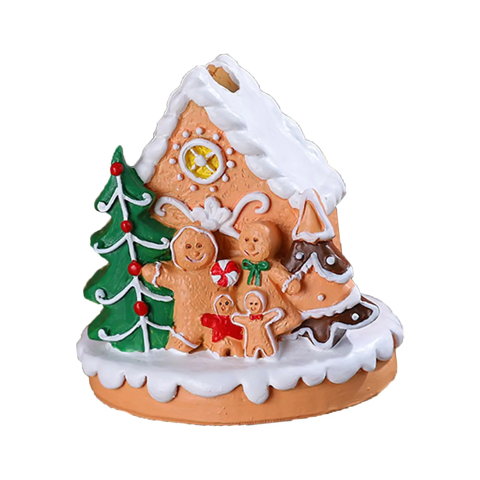 Christmas Gingerbread House Figurine Snow House Sculpture for Table Kitchen