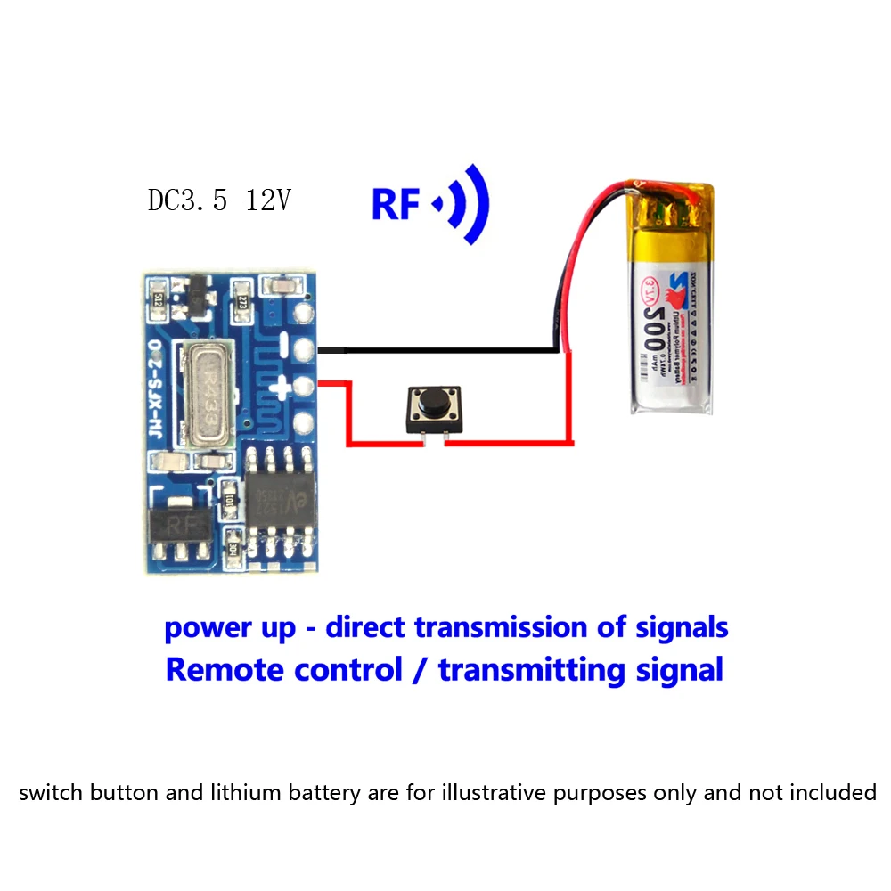 DC3.5V-DC12V Mini Relay Receiver DC3.7V-DC12V 433Mhz Wireless Transmitter PCB board Input Power Transmitting Signal