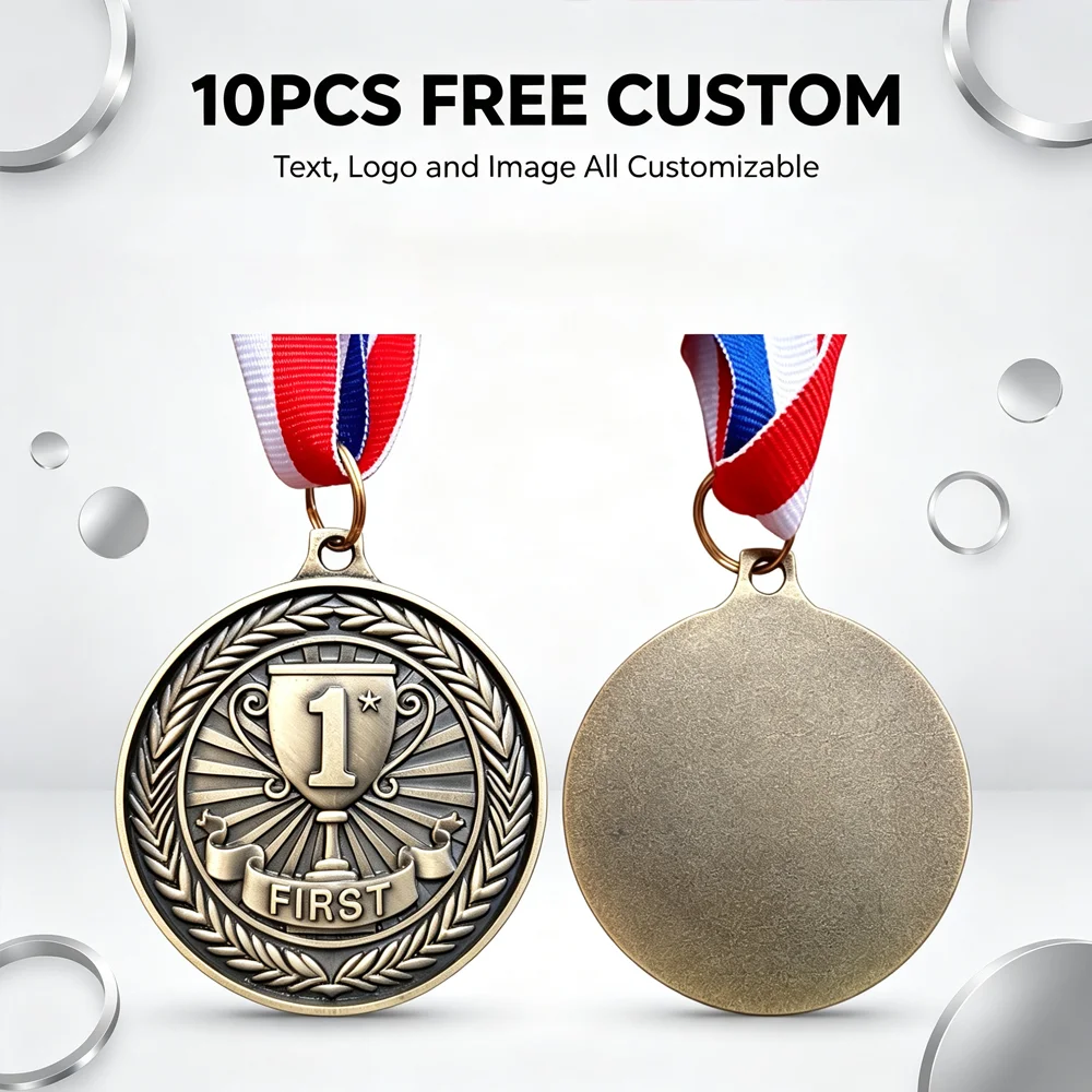 10pcs Free Personalized Medals Custom Medal Gold Winner for awards Prizes Team Sports Games champion BJJ금메달 メダル Military Surplus