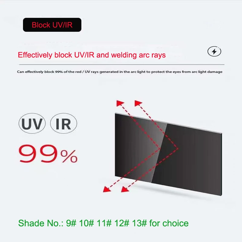 1 PC สีดําเชื่อมกรอง Anti-Glare แก้วเลนส์เชื่อม Eye Protection 110*90 มม.Shade 9-13 สําหรับเชื่อม Hood แว่นตาหมวกกันน็อก SHID