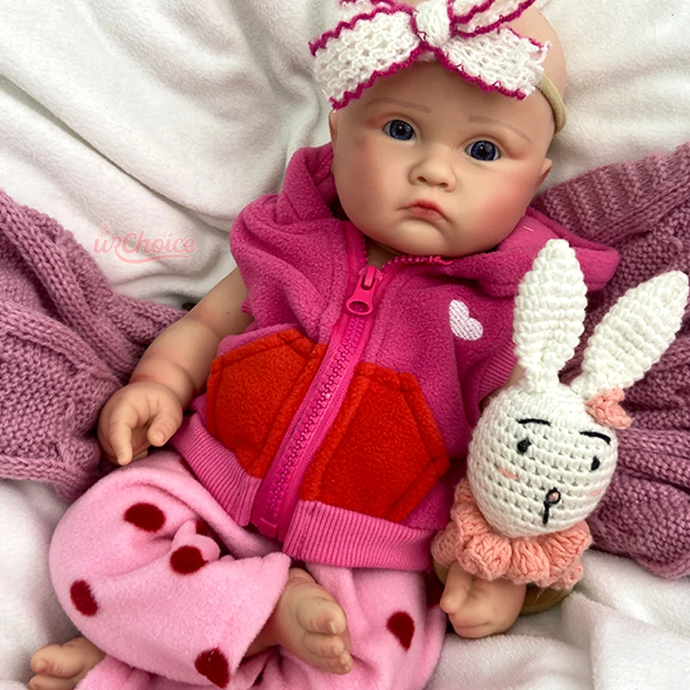 

Flexible 18" Handmade Full Body Silicone Reborn Doll Solid Flexible 3D Painted Skin Baby Realistic Newborn Girl Doll Toys Gift