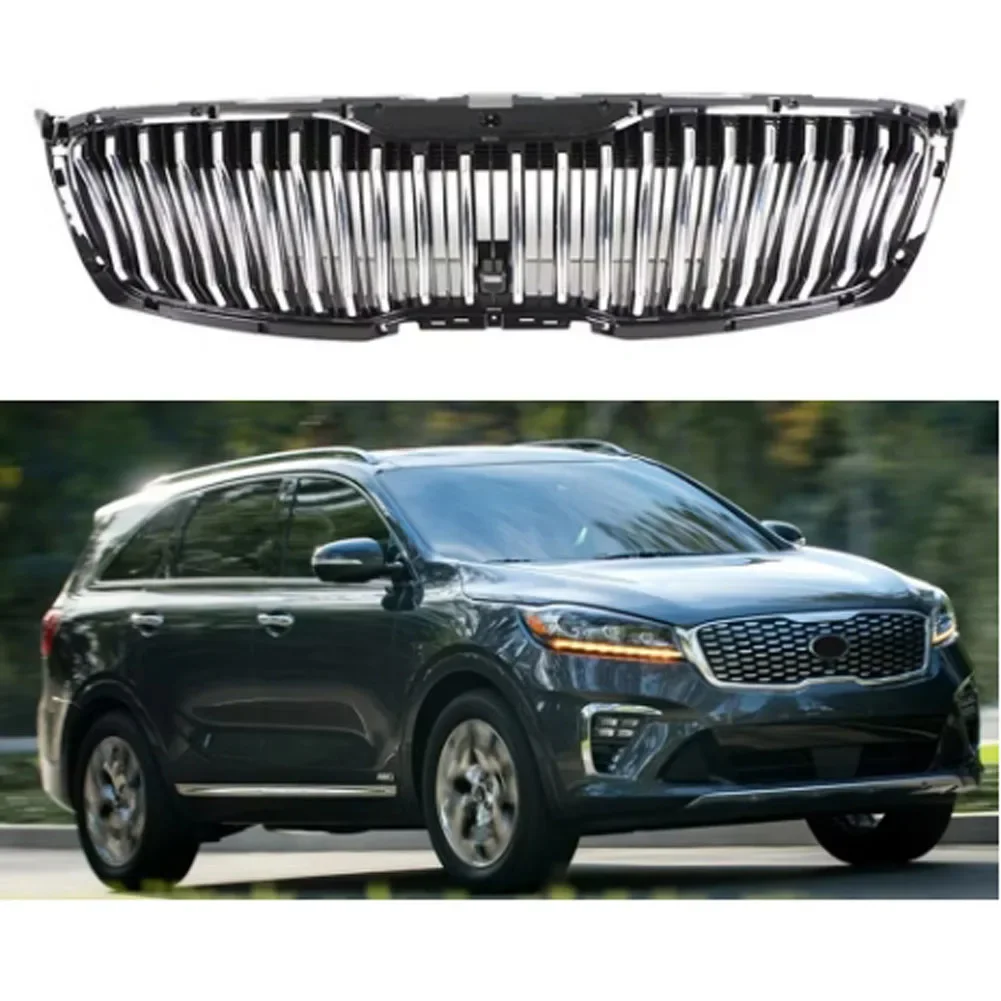 High Quality Refit Front Grille Racing Grill Tuning For Kia Sorento 2018 - 2021 ABS Radiator Grille Frame Trim Car Styling