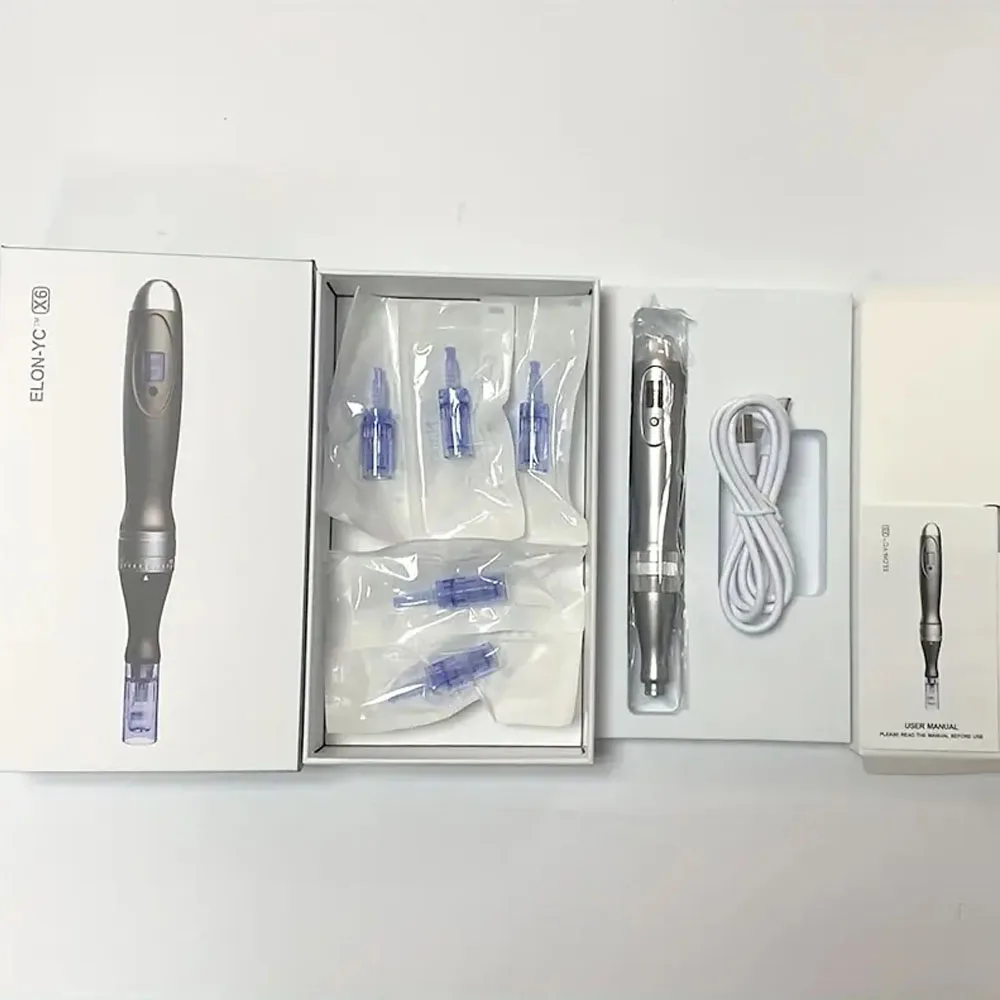 Microagujas Derma Pen X6, Kit profesional para el cuidado de la piel, con 5 cartuchos de piezas