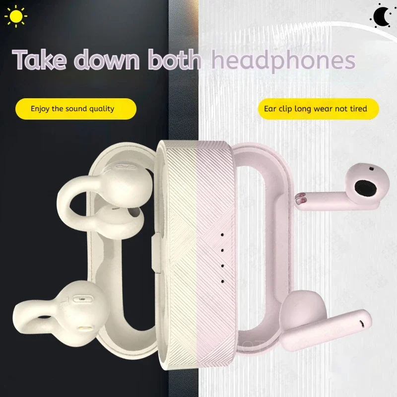 Wireless Bluetooth Earbuds Sports Ear Clip TWS Dual Earphones 2 Pairs in One Box Bluetooth Headset for Running Gym Exercise