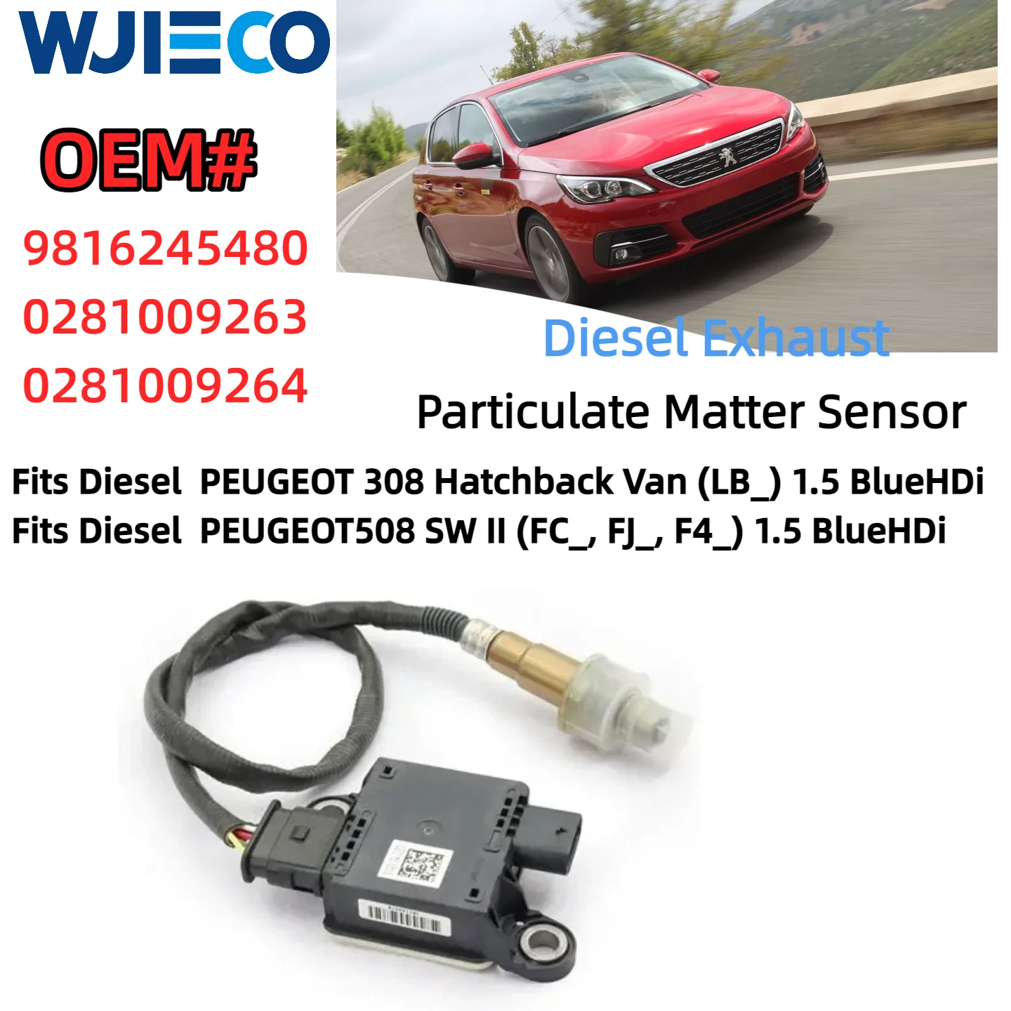 

9816245480 0281009263 0281009264 Датчик частиц подходит для дизеля PEUGEOT 308 3008 508 5008 1,5 BlueHDi 130 2017-2021 лет