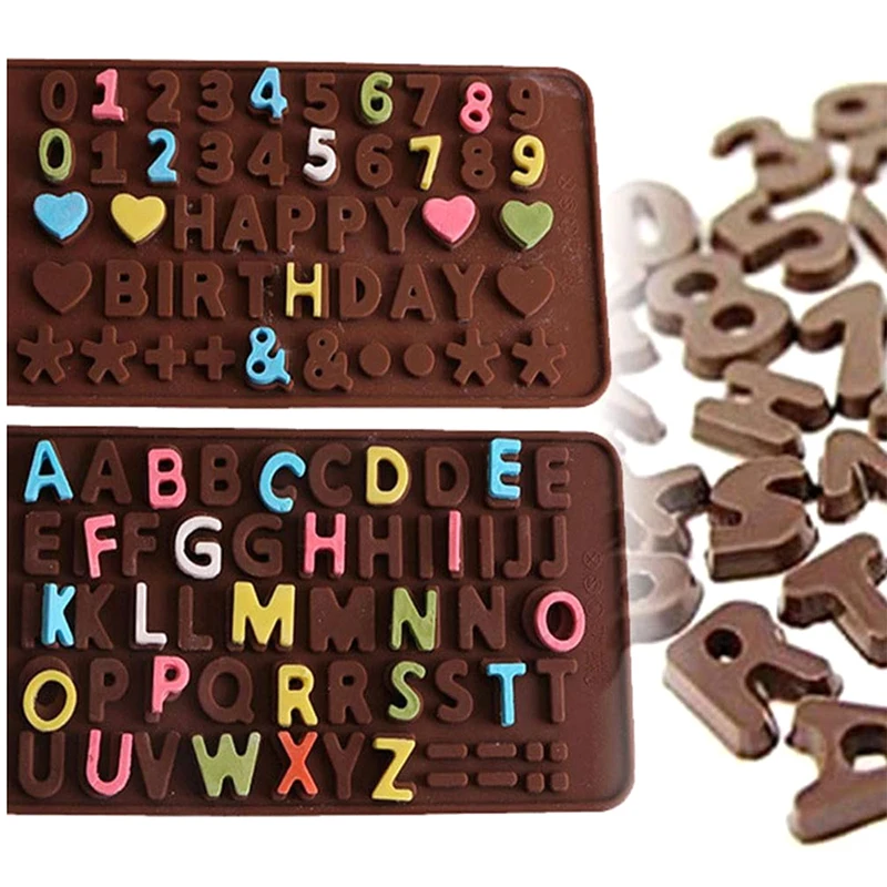 New Silicone Letter & Number Chocolate Molds Set Alphabets & Numbers Baking Tools with Happy Birthday Cake Decors Fondant Molds view 6