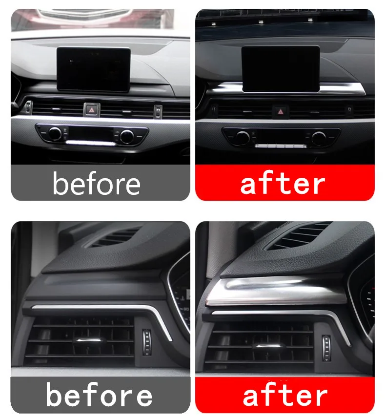 Car Styling Center Console Navigation Panel Decorative Strip Stainless Steel Sticker For Audi A4 B9 2017-21 Interior Accessories