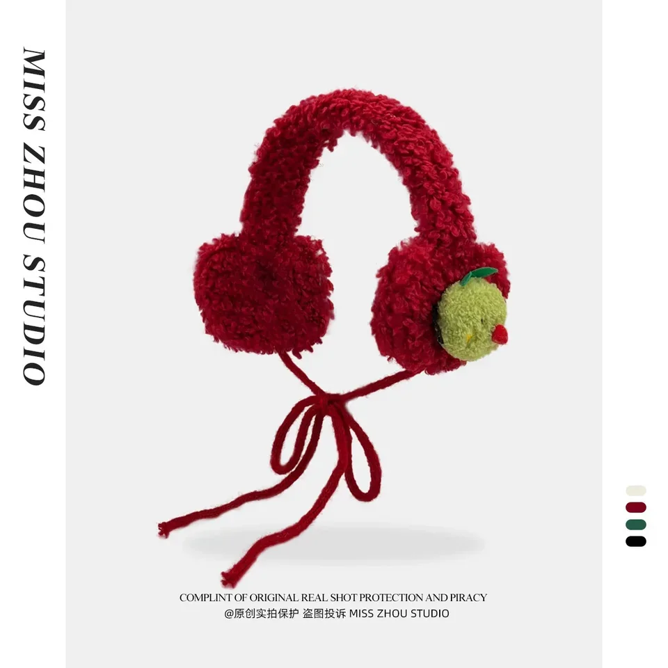 일본 귀여운 플러시 귀마개, 여성용 슈퍼 소프트 겨울 귀마개