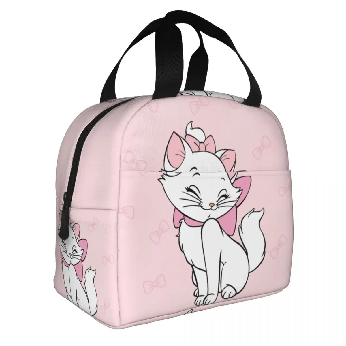 Aristocats Pink Marie Cat Insulated Lunch Bag High Capacity Meal Container Thermal Bag Tote Lunch Box Work Picnic Bento Pouch