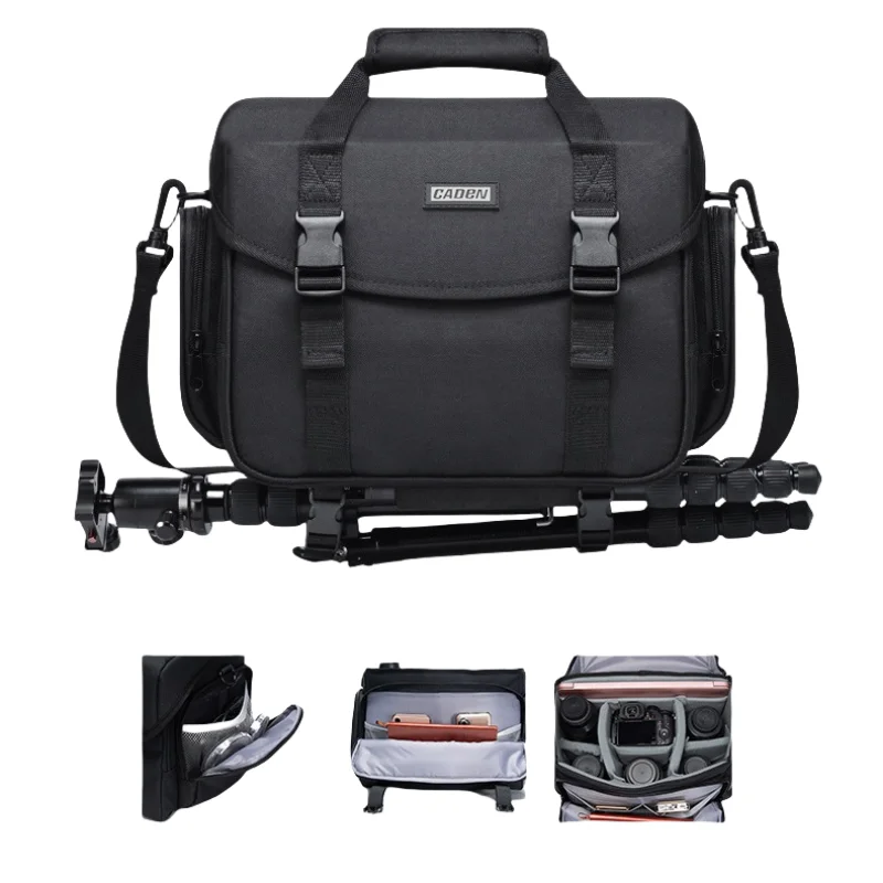

Сумка на ремне для камеры, водонепроницаемая сумка через плечо для фотосъемки с держателем для штатива и отделением для ноутбука, сумка на плечо для DSLR/SLR-камеры
