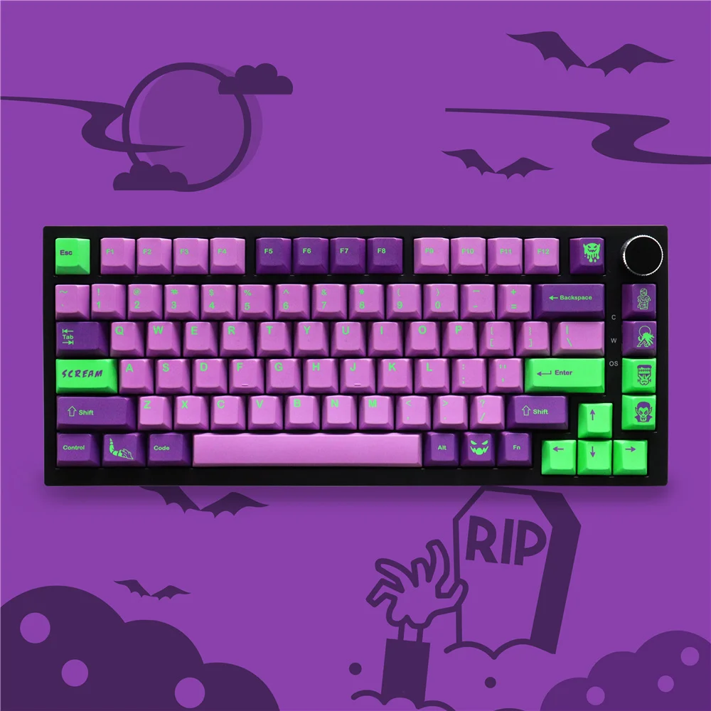 

GMK Terror Keycaps Dye Sub Durable PBT Smooth Texture 130 Keys Cherry Profile Keycaps for Mx Switch 61/104 Mechanical Keyboard