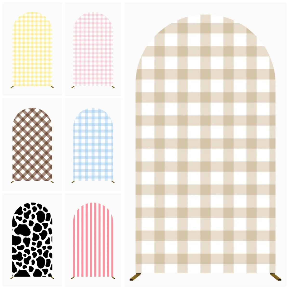 Different Color Plaid Arch Backdrop Cover Baby Blue Pink Bab