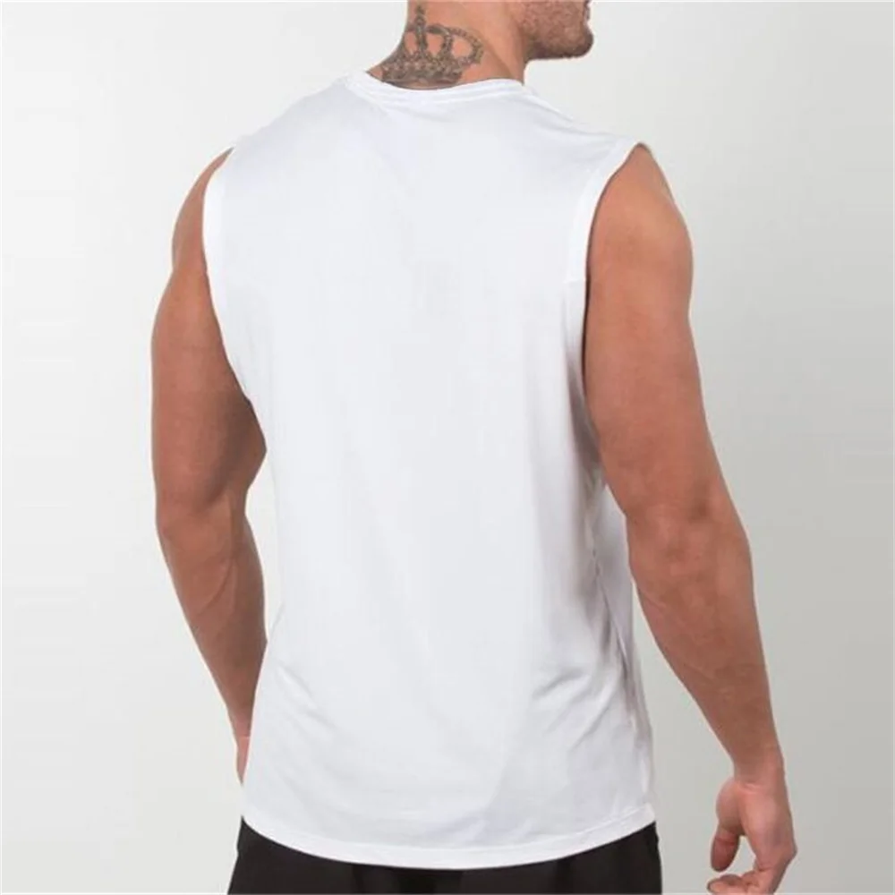 Men\'s Fitness Sleeveless Tank Top Tshirt O-neck Pactwork Casual T shirts for Men New Spring Designer Tees Men Clothing