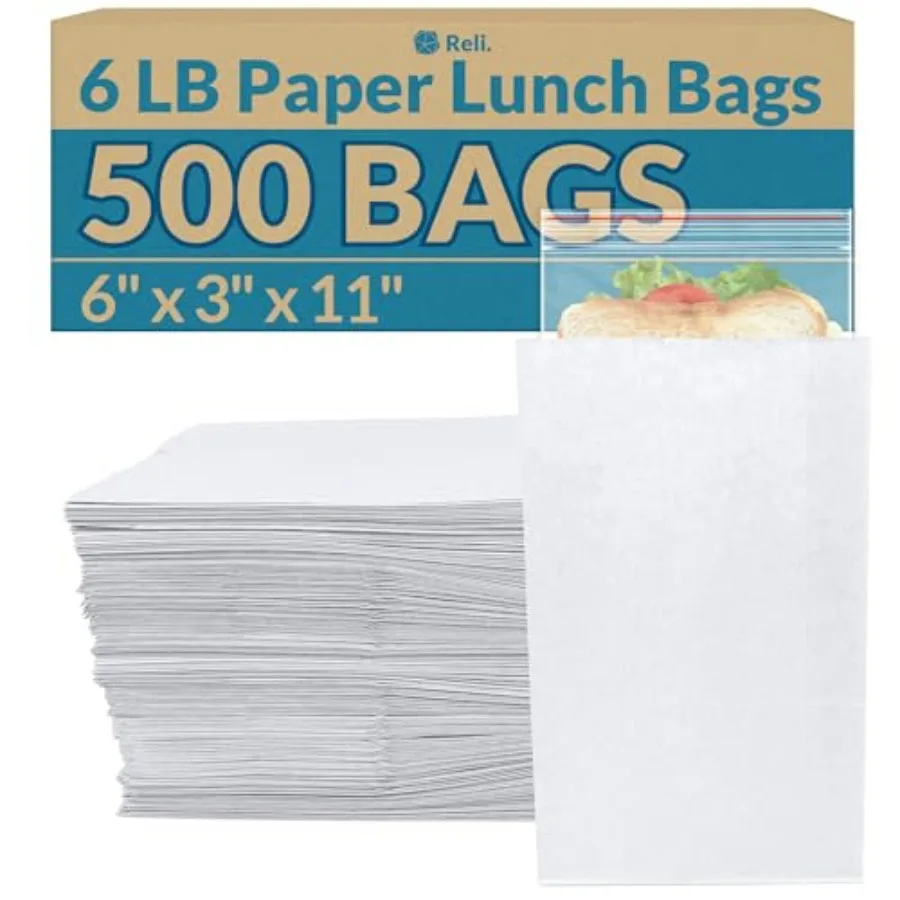 

White Paper Bags 500 Count Paper Lunch Bags Ideal for Small Lunches and Crafts Perfect for Sandwiches and Snacks