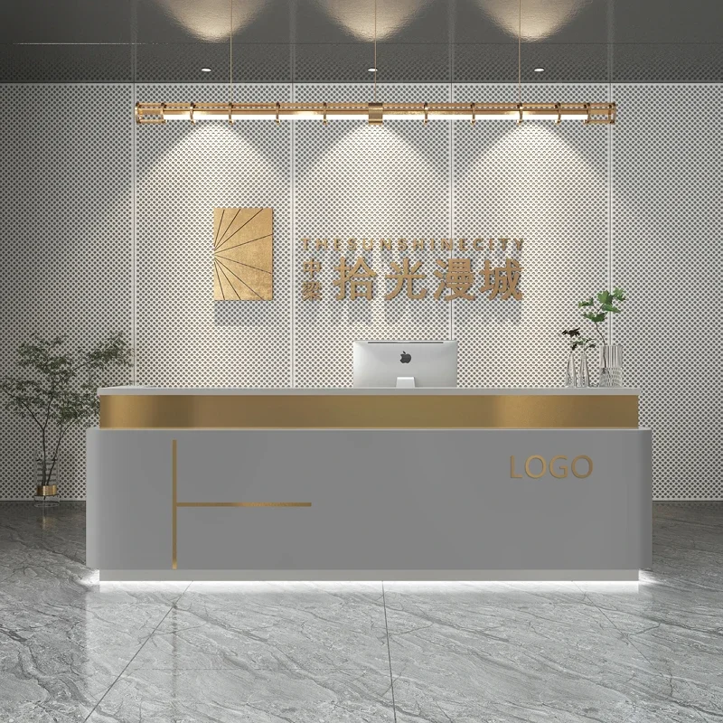 Restaurant Furniture Luxury Office Modern Reception Counter Desk Long Table Beauty Institute Help Receiption Front Muebles Salon