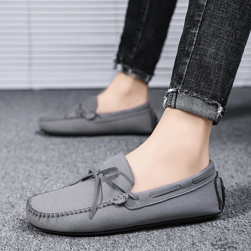 

New Men Single Shoe Super Fiber Leather Suede Breathable Outdoor Loafers Soft Sole Walking Comfortable Driving Shoes Hot Selling