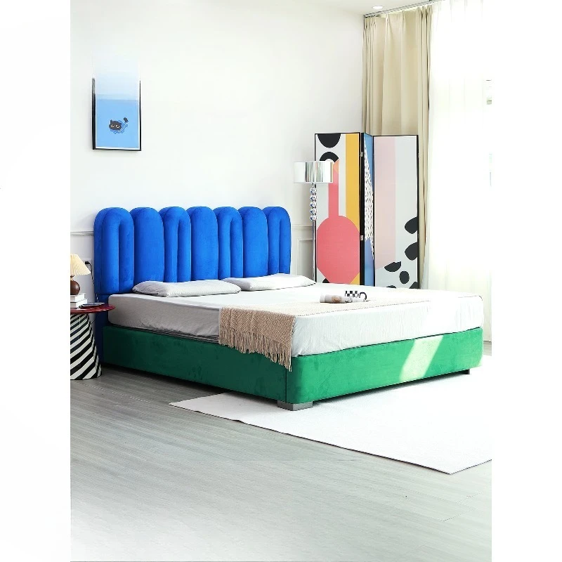 Dopamine fleece French retro wind children's bed double bed storage Nordic bed