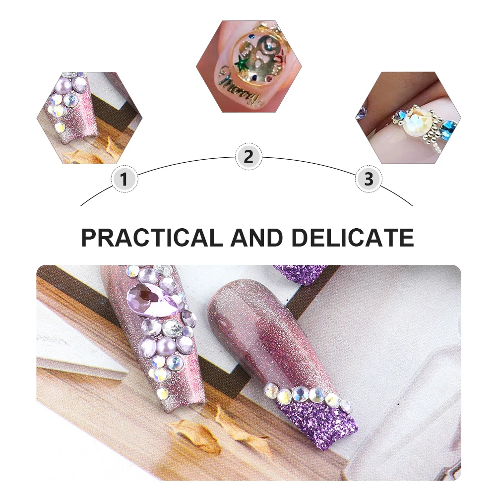 

2 Boxes Nail Decoration Manicure DIY Ornament Flat Drill 3D Art Resin Supplies Elegant Shiny Chic Nail Studs Accessories