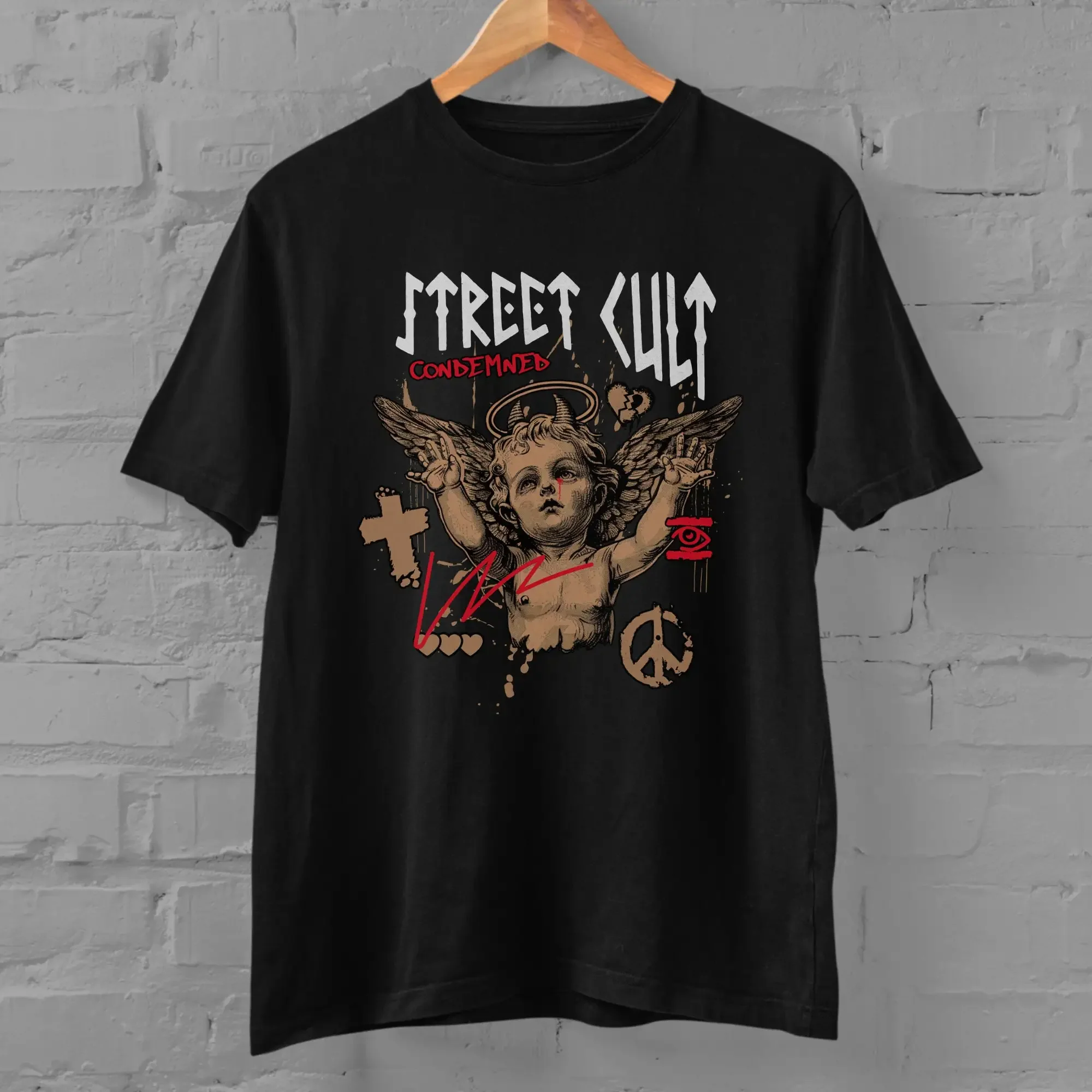 Alt Streetwear Gothic T Shirt Crust Punk Fashion Alternative Evil Stone Cupid Grunge Clothing For