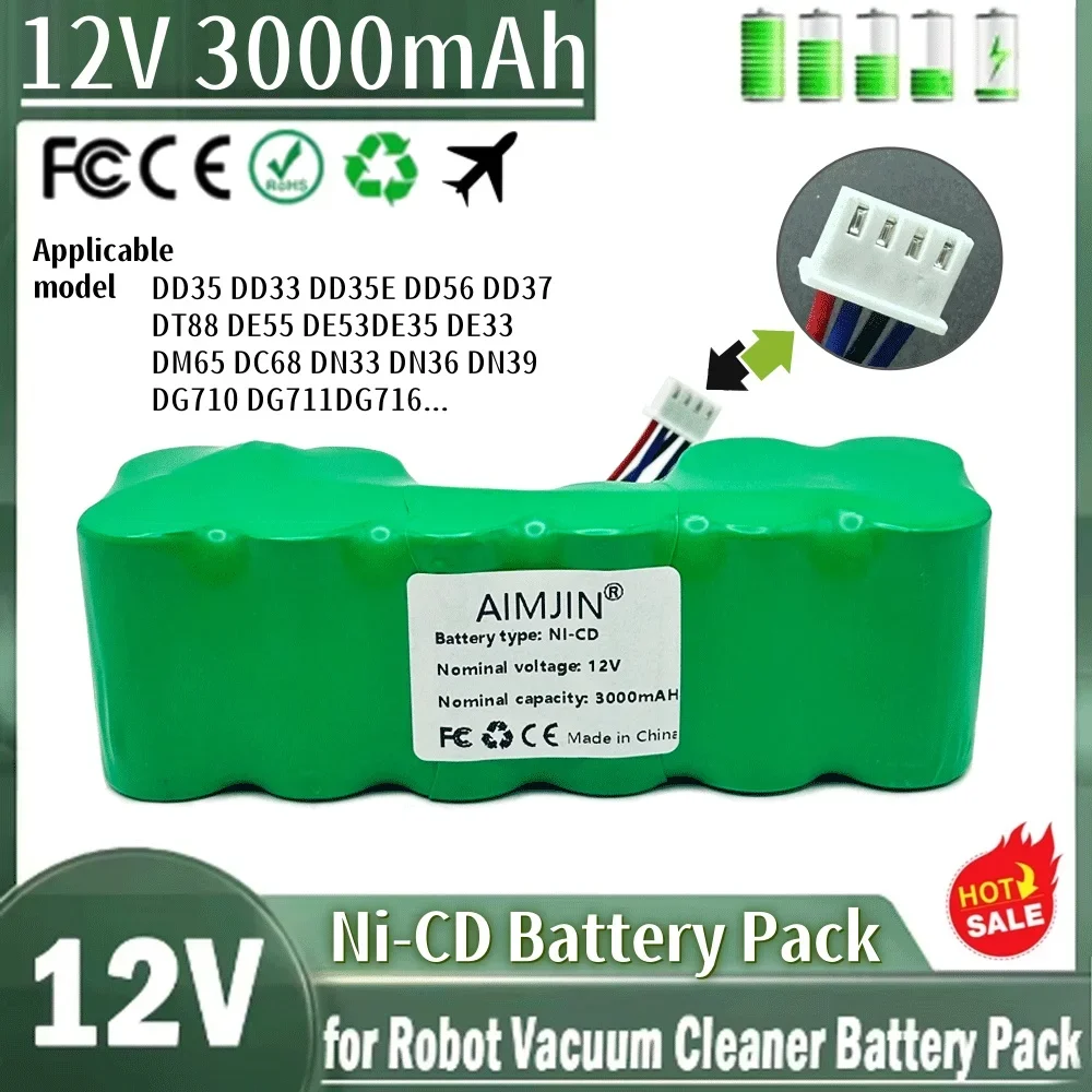 

12V 3000mAh High Quality Battery for Ecovacs Deebot DE33 DE35 DE55 DE5G DD35 DM87 DM88 DG716 Robot Vacuum Cleaner Batttery Pack