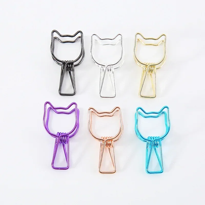 Imagem -03 - Mini Delicate Metal Clips Coração Estrela Gato Urso Estilo Clamp Arquivo de Papel Clipe Organizador Escola Material de Escritório Criativo Pcs