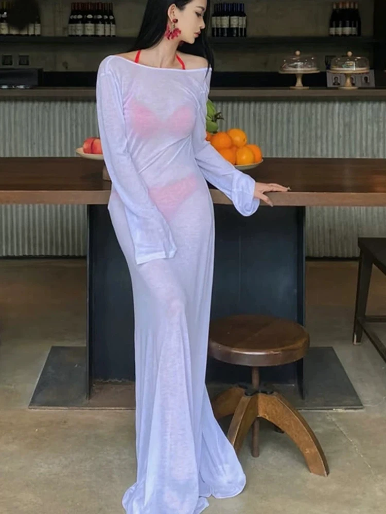 Women Sexy Backless Chic Dress Boho Beach Holiday Bikini Cover Ups Dress Elegant Bodycon Sun Protection Lady Club Party Vestidos