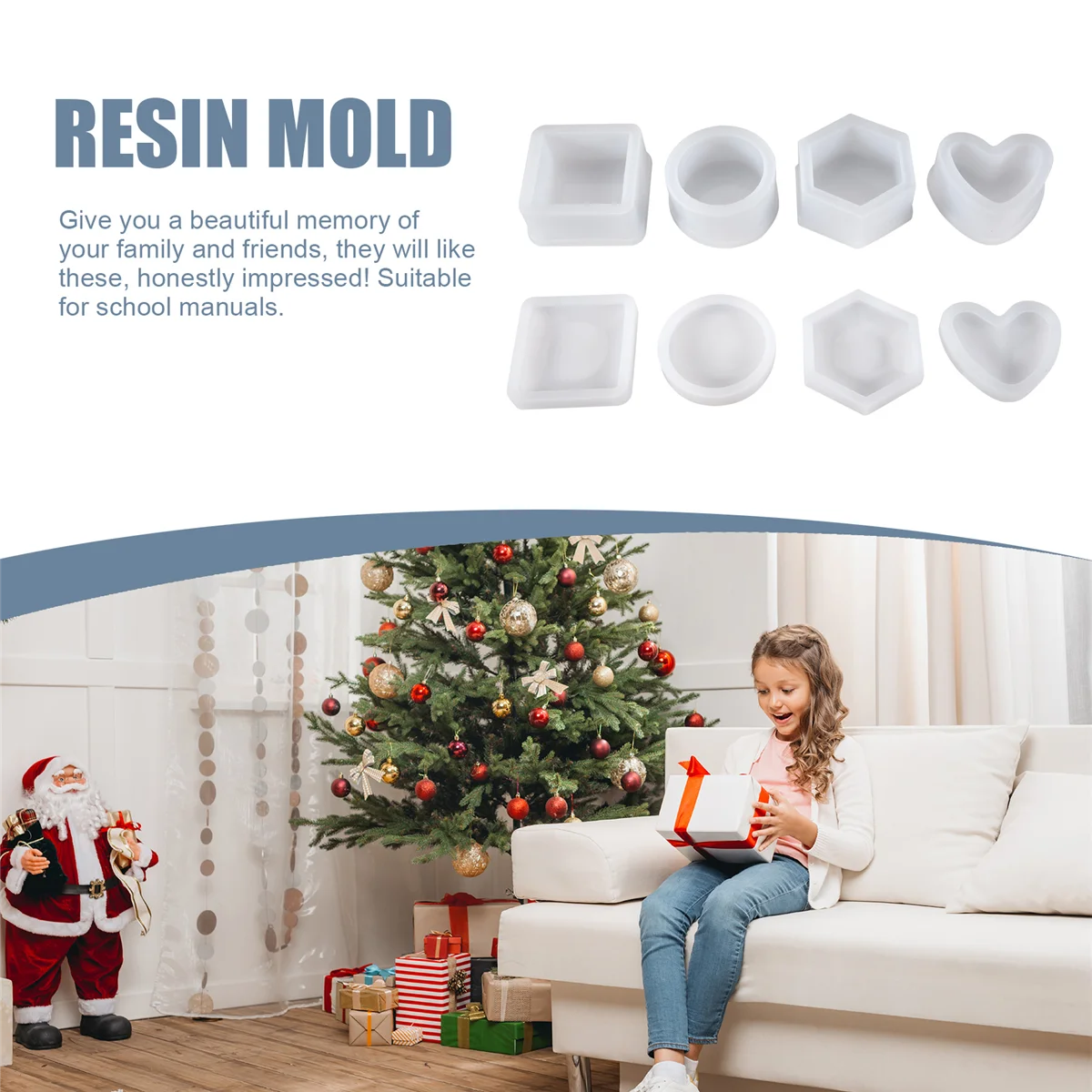 A06K 4 Pak Kotak Cetakan Resin Cetakan Kotak Perhiasan Bentuk Hati/Segi Enam/Bulat dan Persegi Wadah Cetakan Epoksi dengan Tutup