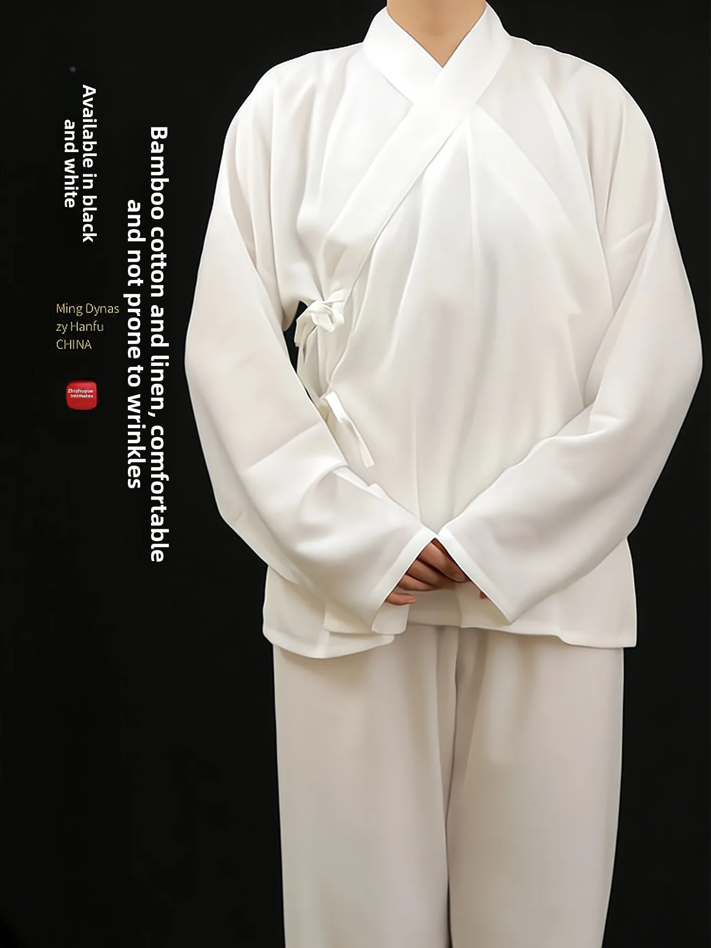 

Bla White Two-color Traditional Chinese Clothing Inner Wear Comfortable Fitting Men's Mid-irt Mid-pants Home Base Layer