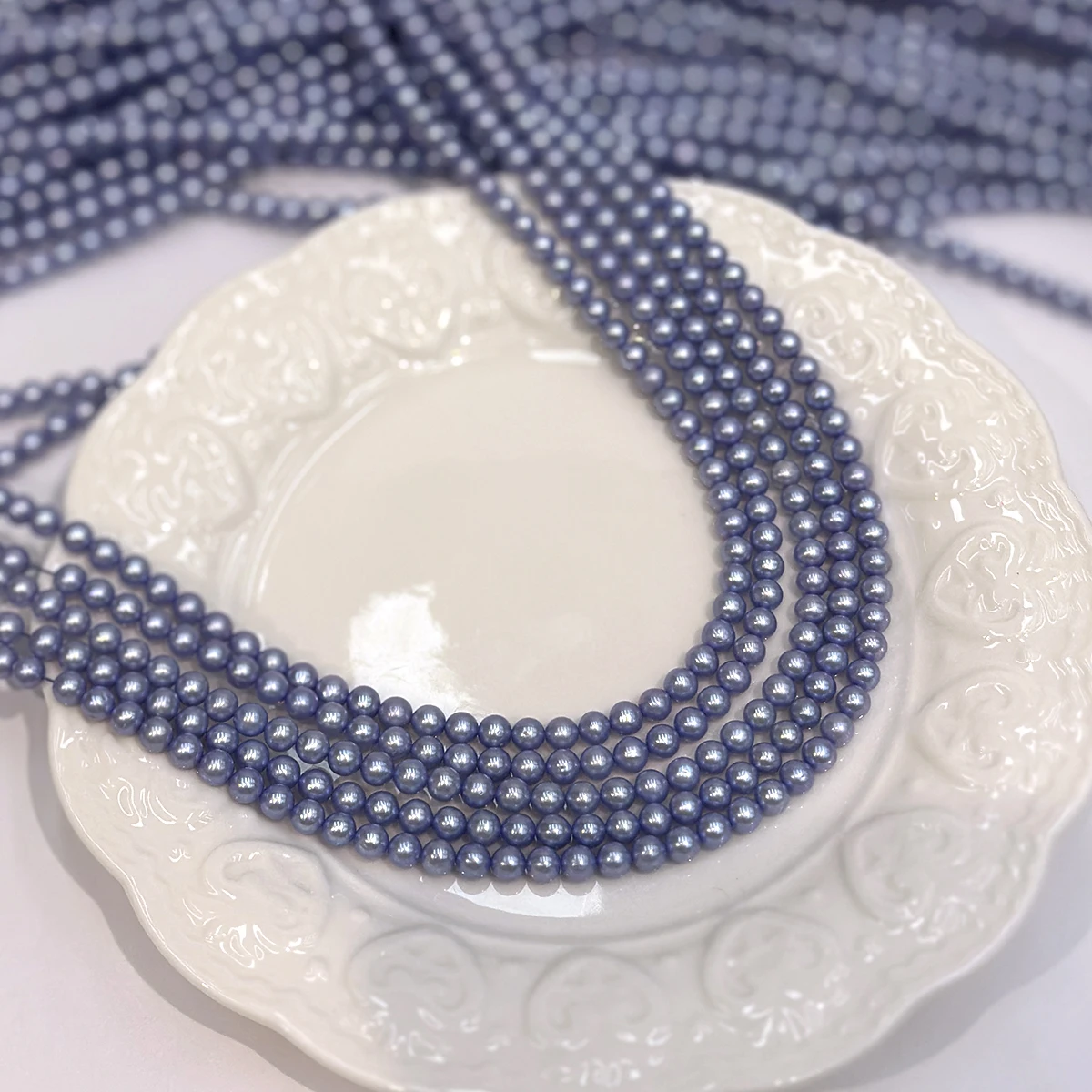 Dyed Purple Blue Near Round Natural Freshwater Pearl Beads 4-5mm Full Strand Pearls for DIY Jewelry Making Necklace Accessories