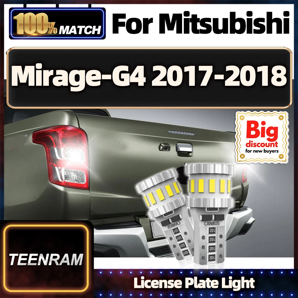 

TEENRAM для Mitsubishi Mirage-G4 2017-2018 2 шт. светодиодные лампы для освещения номерного знака Plug and Play, лампы для номерного знака, ампулы Canbus