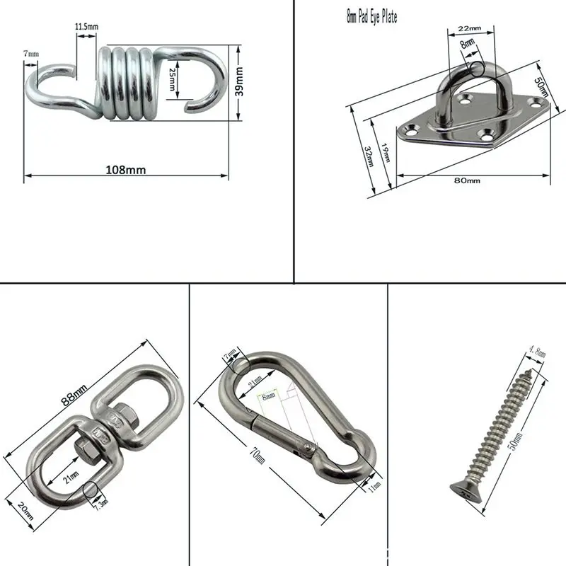 Kit de ganchos para colgar Hamaca, columpio giratorio de 360 grados de alta resistencia, ganchos Ultra duraderos para columpio, silla, Yoga, gimnasio múltiple para interiores y exteriores