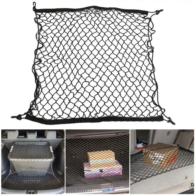 

70*70cm Car Trunk Net Boot String Mesh Elastic Nylon Rear Back Cargo Trunk Storage Organizer Luggage Net Holder