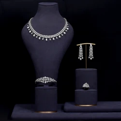 Brideal Wedding Women Jewelry Necklace Earring Bracelet Ring Cubic Zircon Set Engagement Imitation Pearl High Quality Accessorie