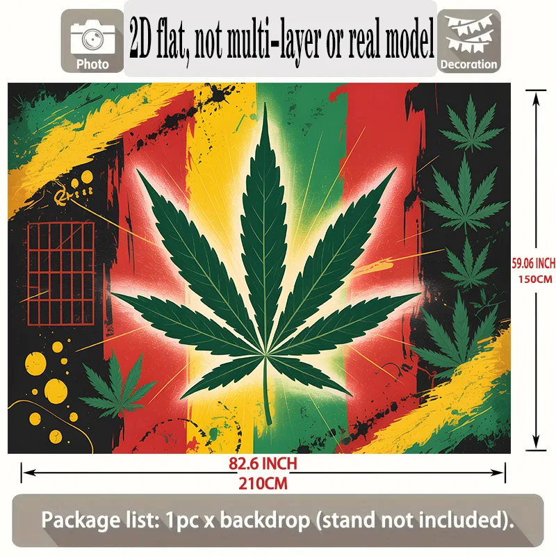 Rasta Weed Leaf Wall Tapestry Reggae Music Art Print Red Yellow Green Black Background Hanging Blanket For Smoking Room Man Cave