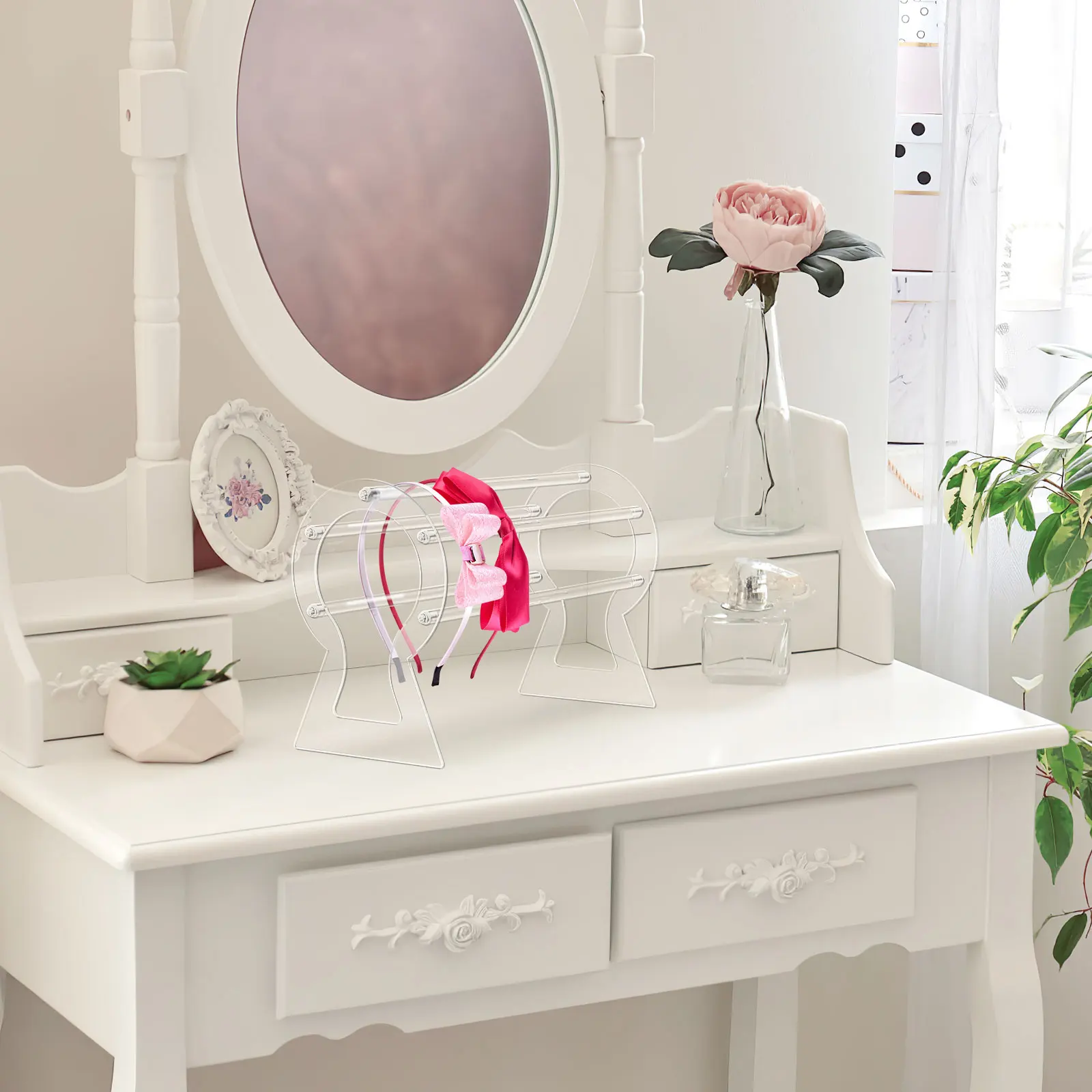 

Headband Display Stand Acrylic Transparent Compact Lightweight Holder For Vanity Table Bedroom Dressing Room Organizer Storage