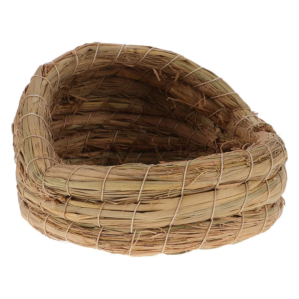 

Handmade Woven Chicken Bed Flat Base Easy Assembly Durable Poultry Coop For Parrot Sparrow Pigeon Laying Natural Straw