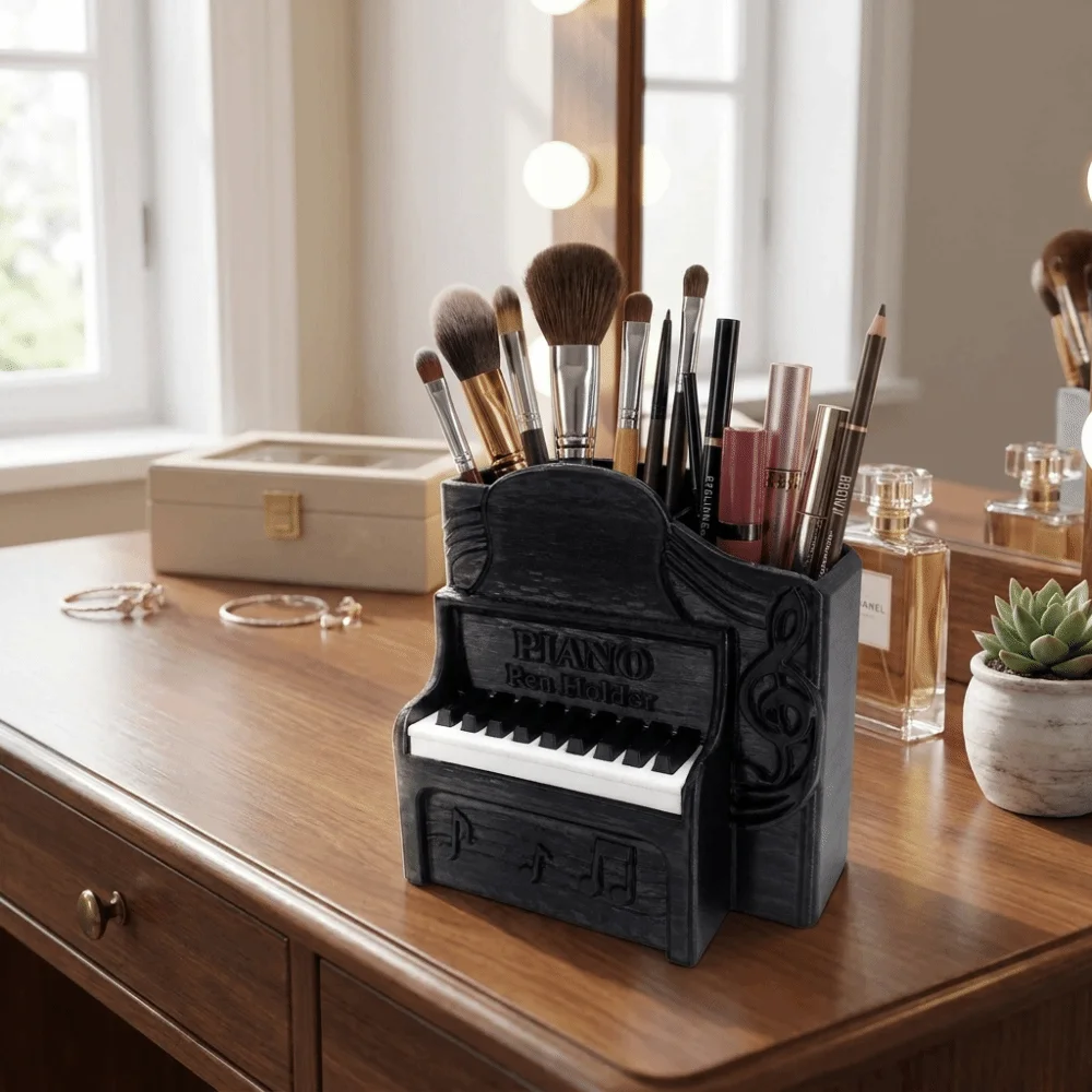 3D Printed Piano Pen Holder Unique Plastic Piano Shaped Storage Box Creative Desk Organizer Desktop Organization