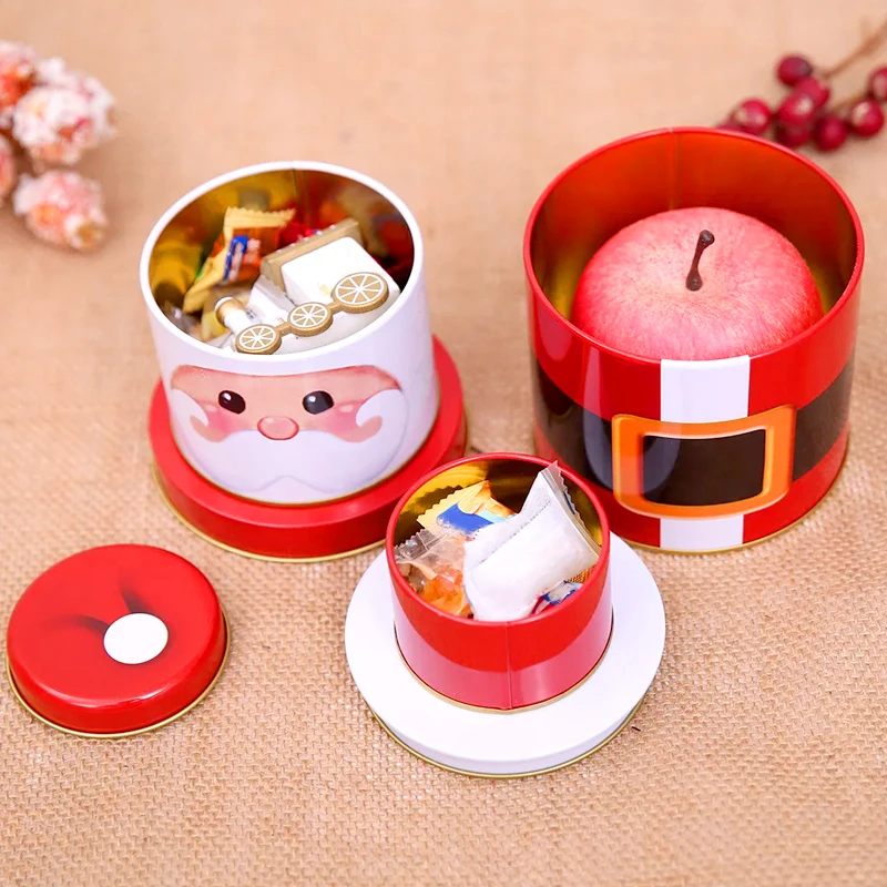 2024 Christmas Cookie Can Set Of 3 Decorative Cookie Gift Can Three Layer Storage Can Storage Iron Box Candy Box Christmas Gift