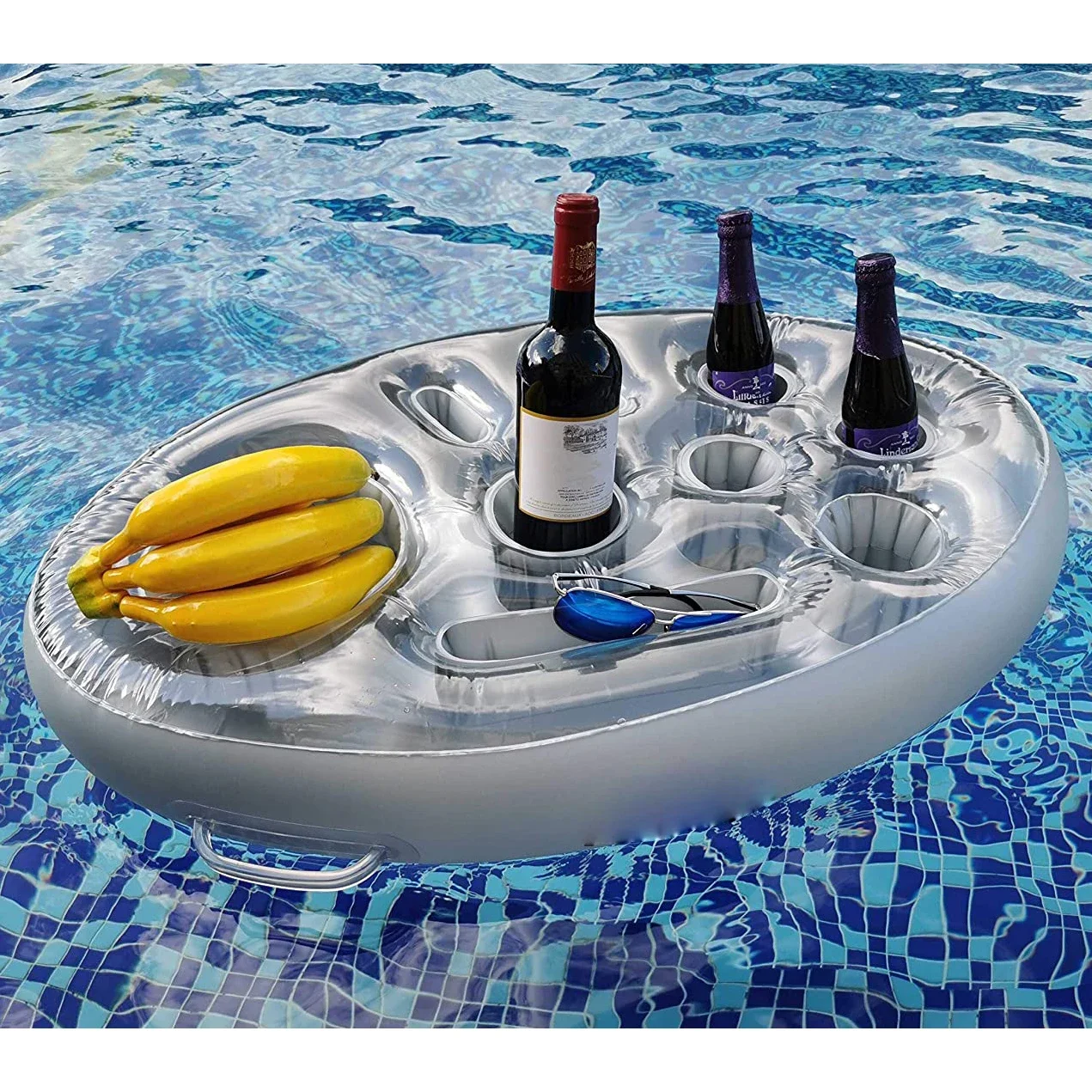 Pool Inflatable Coaster Tray Avocado Rainbow Cloud Shape Drink Plate Floats Cup Holder Organizer Supply Pool Food Holder