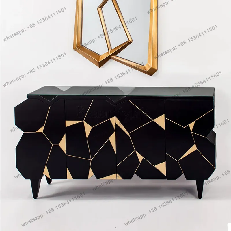 LD25 Italian light luxury door cabinet, living room storage against the wall, solid wood floor-to-ceiling dining side cabinet