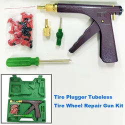 Motorcycle Car Tire Plugger Tubeless Tire Wheel Repair Gun Kit W/Mushroom Plug Probe Nozzle