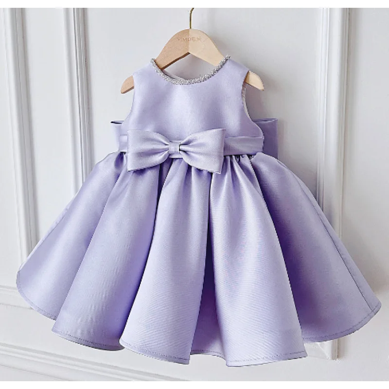 

Princess dress 2025girls new high-end satin host flower girlfriend's banquet dress