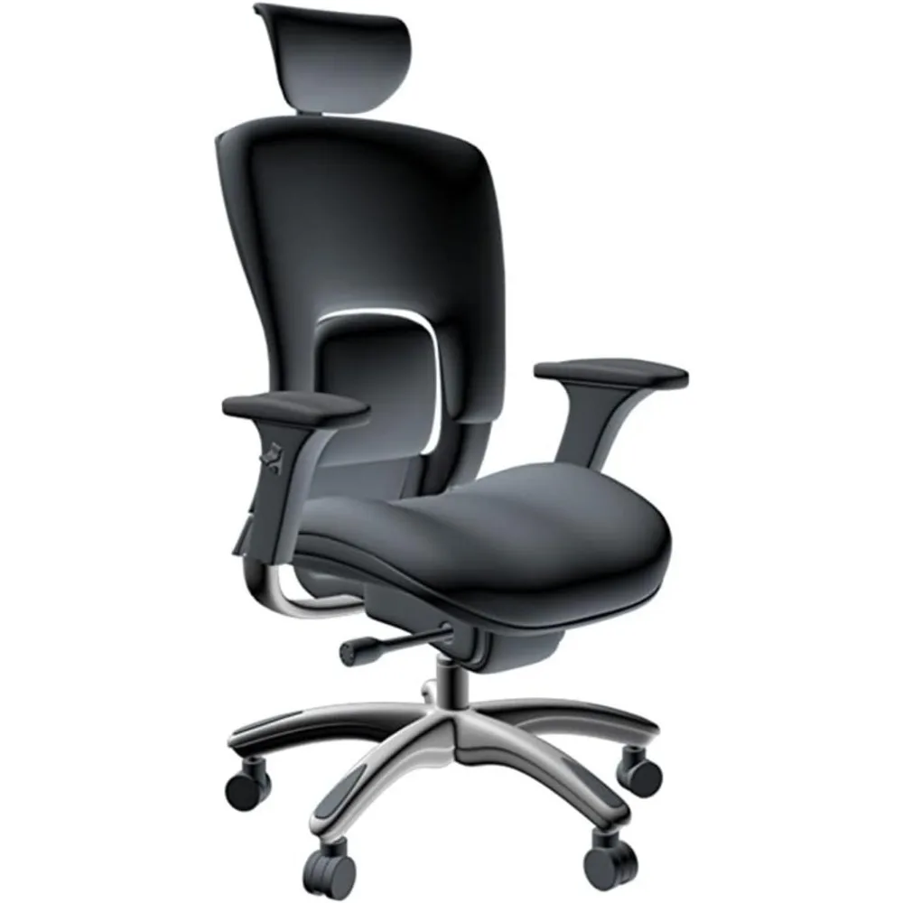 

"Luxury High-Back Desk Chair: Leather Executive Seat with Adjustable Headrest, Lumbar Support, and 360-Degree Swivel"