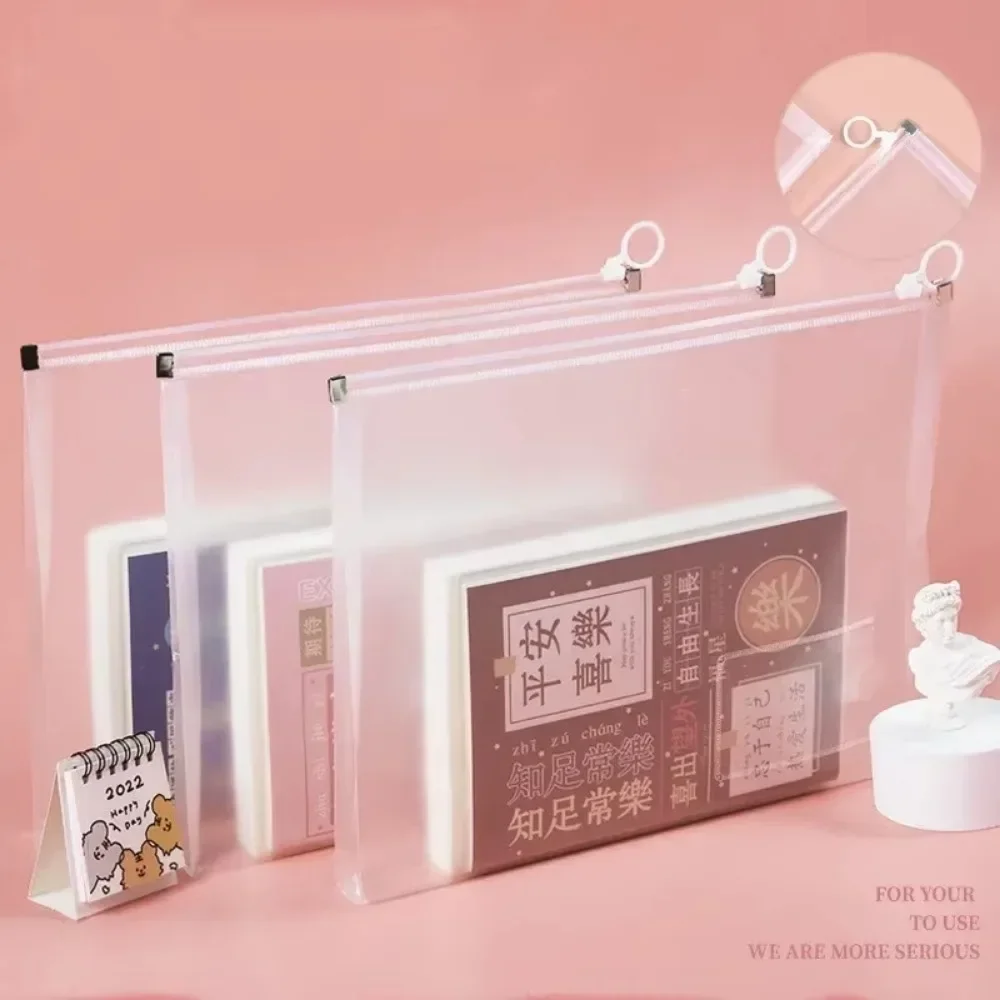 A4/A5/B6 Zipper Pouch Clear Document Bag Waterproof File Folders Stationery Pencil Case Storage Bags School Office Supplies