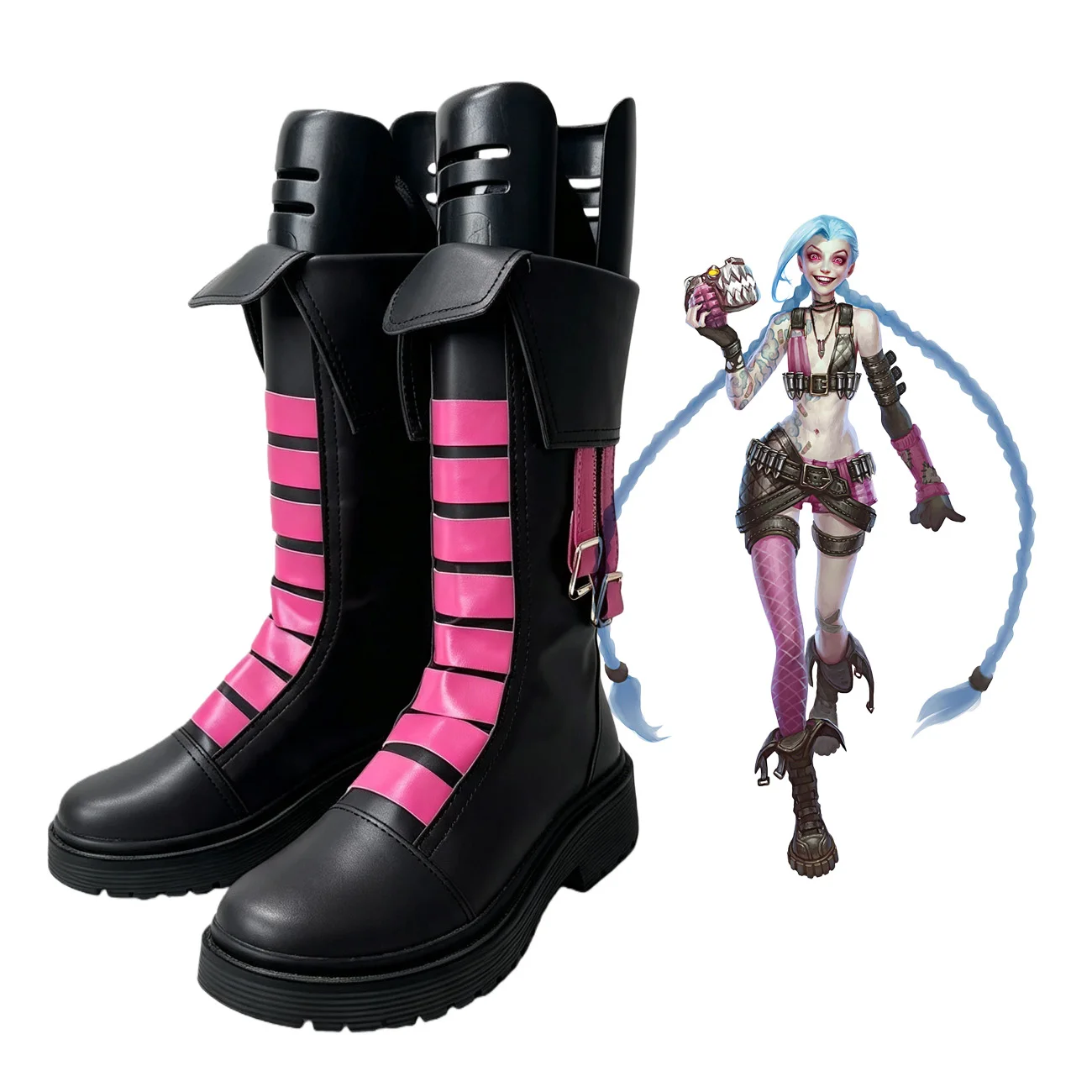 arcane-jinx-cosplay-boots-black-shoes-platform-custom-made-any-size