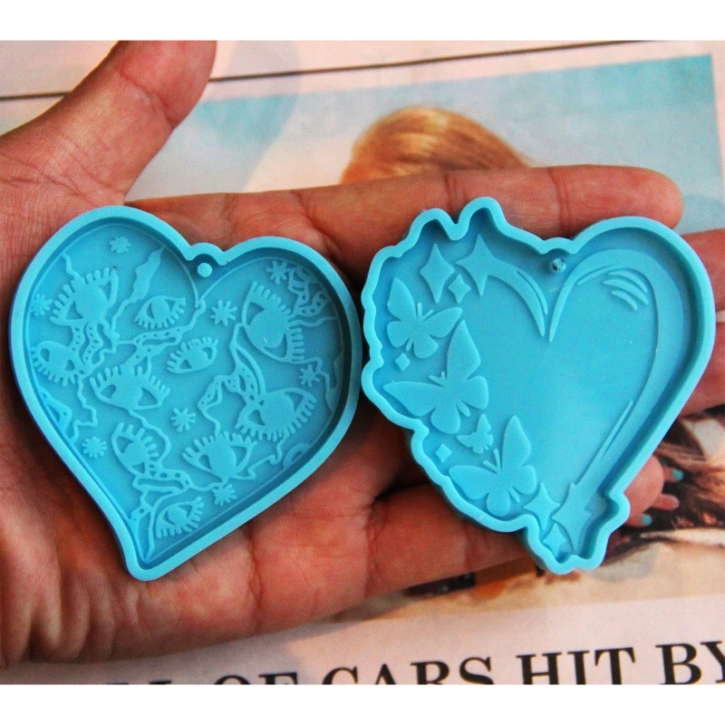 2Piece Keychain Mold for Resin Heart Eyes for Butterfly Keychain Epoxy Silicone Drop Shipping