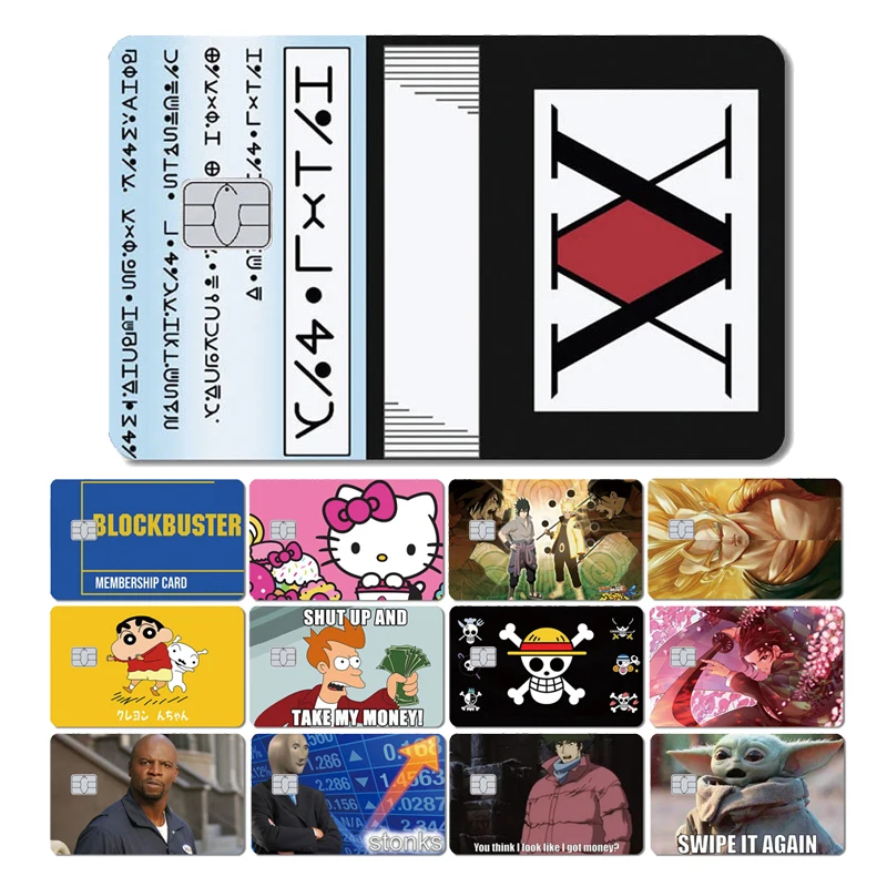 Hot Sale Anime Cartoon PVC Film Sticker Cover Case for Small Chip Credit Debit Card Front Side