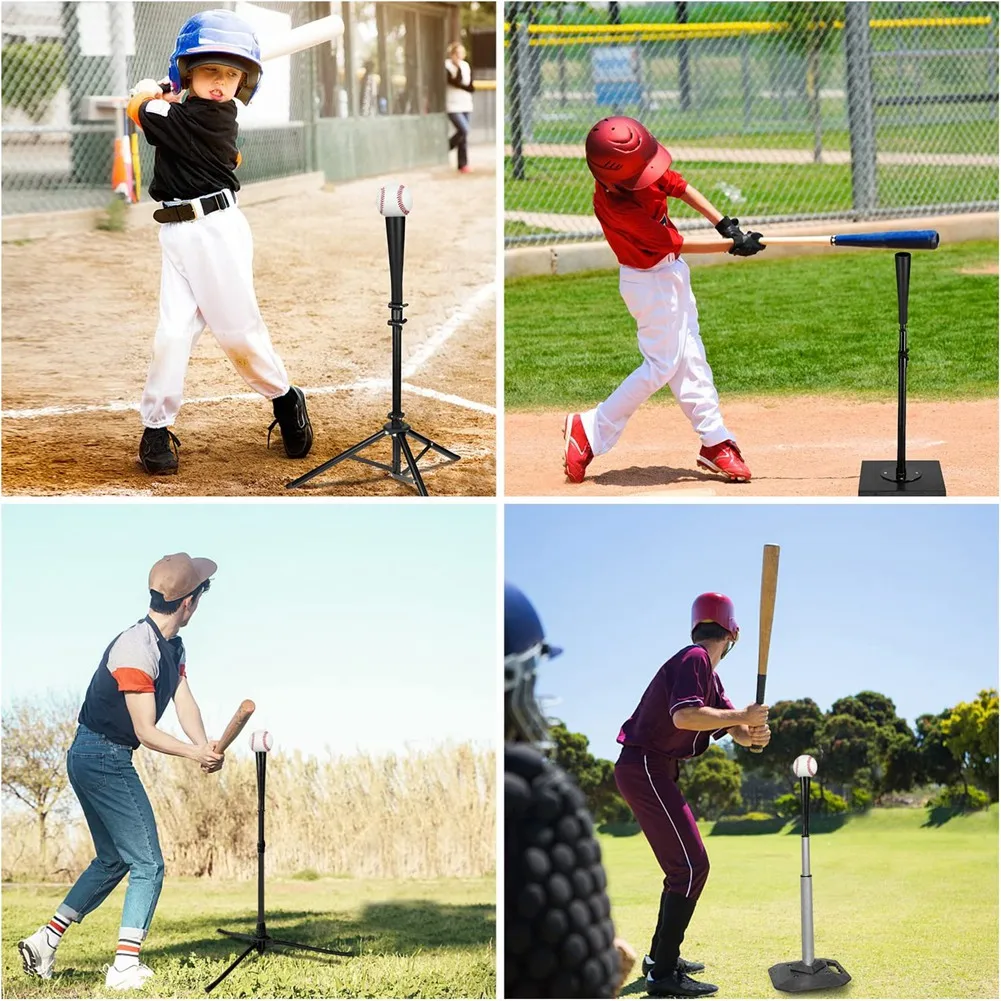 Tee Baseball Softball Batting Tee untuk memukul tinggi latihan yang dapat disesuaikan latihan perjalanan Tee Bola berdiri